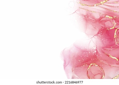 Pastel cyan mint liquid marble watercolor background with gold lines and brush stains. Teal turquoise marbled alcohol ink drawing effect. Vector illustration backdrop, watercolour wedding invitation.