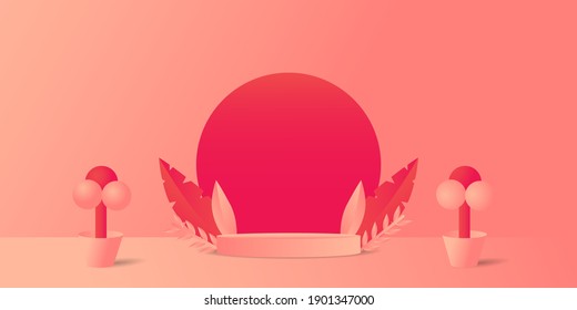Pastel cylinder podium design background conceptual