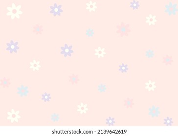 Pastel daisy flower illustration vector pattern on pink background.