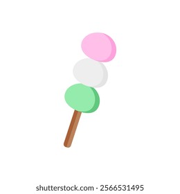 Pastel dango on white background.