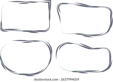 pastel dark green purple floral decorative curved frames set