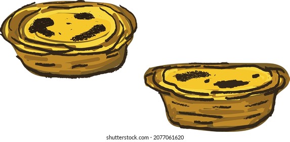 Pastel de nata typical portuguese sweet with egg cream. Vector illustration 