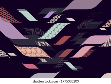 Fondo retro decorativo pastel. Formas geométricas elegantes.