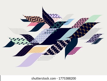 Pastel decorative retro composition. Elegant geometric shapes.