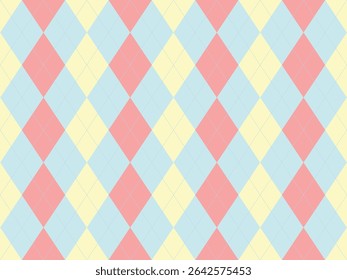 Pastel diamond pattern background.  Perfect for branding, websites, or textile design.  Soft, cheerful colors create a sweet and elegant aesthetic.  Ideal for spring or summer projects.