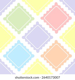 Pastel Diamond Pattern Seamless Texture Background Scalloped Shapes Soft Colors Repeating Design