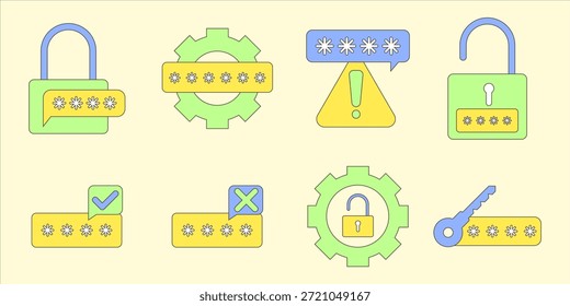 Pastel Digital Security Password Management and Access Icons