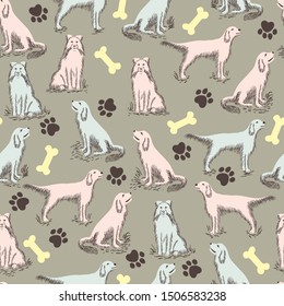 Pastel Dogs Vector Seamless Pattern