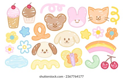 Pastel doodle drawing animals