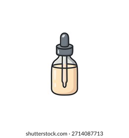 Icono de Vector de suero de cara de doodle pastel en un estilo ilustrado limpio. Cuentagotas para el cuidado de la piel para belleza, tratamiento cosmético, bienestar y proyectos de cuidado personal, Diseño web, App, redes sociales y Diseño gráfico.