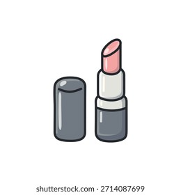 Icono de Vector de lápiz labial de doodle pastel en un estilo ilustrado limpio. Símbolo de maquillaje y cosmética para proyectos de belleza, cuidado de la piel, moda y cuidado personal, Diseño web, App, redes sociales y Diseño gráfico.