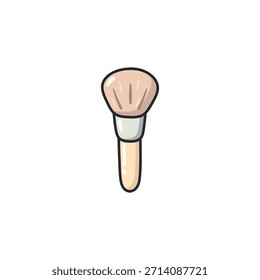 Icono de Vector de pincel de maquillaje doodle pastel en un estilo ilustrado limpio. Símbolo de herramienta de belleza y cosmética para maquillaje, cuidado de la piel, proyectos de autocuidado, Diseño web, App, redes sociales y Diseño gráfico.