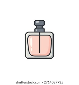 Icono de Vector de botella de perfume doodle pastel en un estilo ilustrado limpio. Fragancia y botella de cosméticos para la belleza, la moda, el estilo de vida y proyectos de cuidado personal, Diseño web, App, redes sociales y Diseño gráfico.
