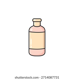 Icono de Vector de botella de champú doodle pastel en un estilo ilustrado limpio. Símbolo de botella cosmética y de cuidado del cabello para champú, acondicionador y productos de belleza, Diseño web, App, redes sociales y Diseño gráfico.