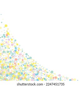 Pastel Dot Christmas White Background. Fun Circle Backdrop. Invitation Confetti Wallpaper. Green Rain Vector Background.