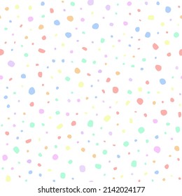 Cumpleaños del Pastel Amarillo. Rojo Explosión Aleatoria Pinta Fondo de Polka Retro Arcoiris. Punto del vector abstracto. El verano del patrón arcoiris para los bebés. Punto de color. Deslumbrante de punto de tinta sin cable. Bola de vacaciones sin inconveniente.