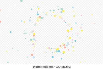 Pastel Dot Top Transparent Background. Decoration Shine Pattern. Fun Polka Banner. Yellow Rain Carnaval Wallpaper.