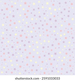 Pastel Dreamscape, Pale Lavender Star Pattern with Blush Pink and Pale Yellow Accents