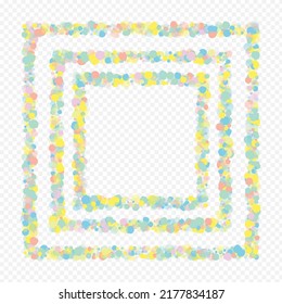 Pastel Dust Invitation Transparent Background. Celebrate Round Banner. Vector Shine Postcard. Orange Dot FallingFestive Pattern.