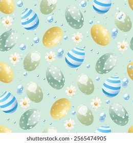 Pastel Easter Egg and Floral Background. Festive Easter Egg Design with Soft Pastels. Vector