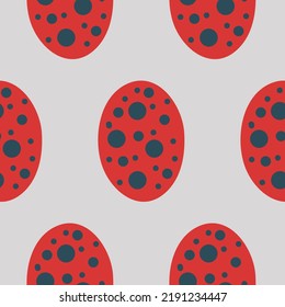 Pastel Easter egg seamless pattern, red contrast textile design and decoration, vector illustration