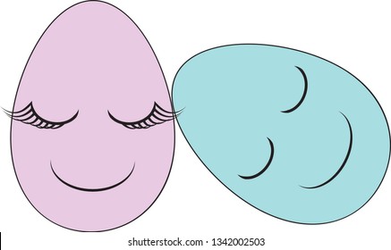 Pastel easter eggs couple in love vector