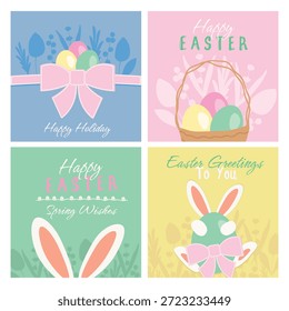 Pastel Ostern Grußkarten Kollektion mit Eiern und Hasenohren