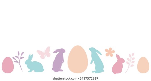 Pastel Easter holiday decorative greeting border, holiday backgorund, vector illustration concept