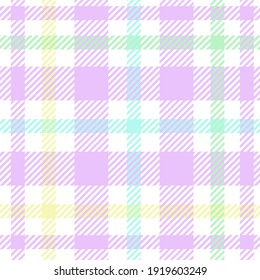 Pastel Easter plaid. Seamless vector tablecloth check. Suitable for fashion, interiors and Easter decor