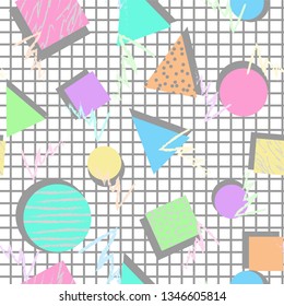 Pastel Eighties Pop Art Seamless Repeating Vector Pattern