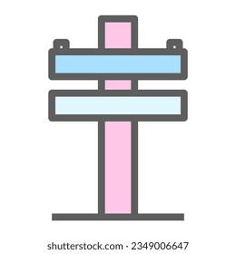 The pastel electric pole icon displays a simplified depiction of a vertical pole with electrical wires. It symbolizes the distribution of electricity, infrastructure