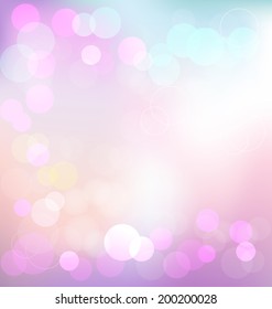Pastel elegant abstract vector background with bokeh lights