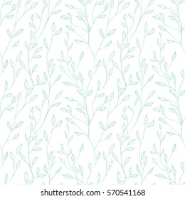 Pastel elegant  seamless pattern of hand drawn tree branches; cute vector background
