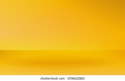 Pastel empty room studio gradient used for yellow background and display your product, vector. Empty yellow studio room. Background for product presentation. stock illustration