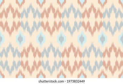 Pastel ethnic abstract ikat art. Seamless pattern in tribal, folk embroidery, Cute Mexican style. Aztec geometric art ornament print. Design for carpet, wallpaper, clothing, wrapping, fabric, cover.