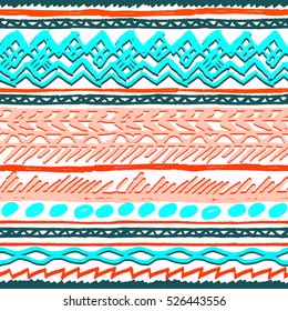 Pastel Ethnic pattern vector hand drawn elements. Vector tribal ornament 