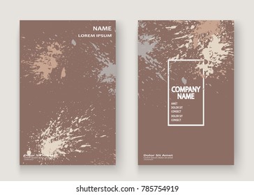 Pastel explosion paint splatter artistic cover frame design. Decorative dust splash spray texture brown background. Trendy creative template vector Cover Report Catalog Brochure Flyer Poster Banner
