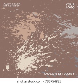 Pastel explosion paint splatter artistic cover frame design. Decorative dust splash spray texture brown background. Trendy creative template vector Cover Report Catalog Brochure Flyer Poster Banner