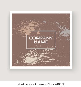 Pastel explosion paint splatter artistic cover frame design. Decorative dust splash spray texture brown background. Trendy creative template vector Cover Report Catalog Brochure Flyer Poster Banner