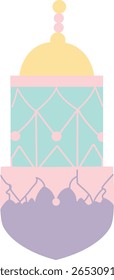Pastel fancy lantern with hanging detail and geometric design, great for festive Ramadan elements, Islamic ornaments, or holiday invitations.