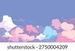 Pastel Fantasy Cloudscape Background with Dreamy Sky and Cute Clouds