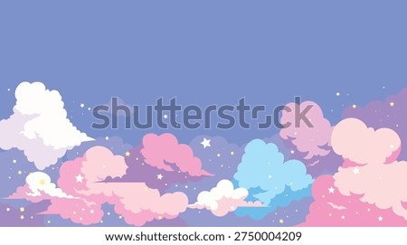 Pastel Fantasy Cloudscape Background with Dreamy Sky and Cute Clouds