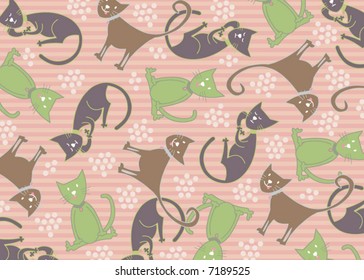 pastel feline cats pattern (vector)