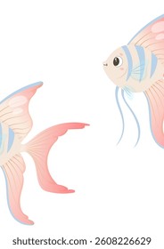 pastel fish cartoon cute sea illustration soft animal aquatic underwater blue pink