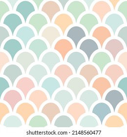 Pastel fish scale pattern, geometric texture, colorful vector background.