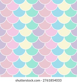 Pastel fish scales seamless pattern design, background, wrapping, card. Colorful fish scale vector repeat pattern. Sweet pastel colors.