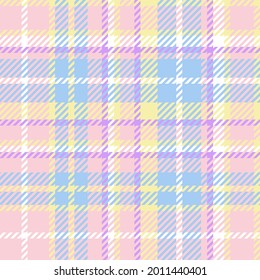 Pastel flannel plaid. Seamless vector tartan pattern suitable for fashion, home decor and stationary.