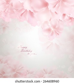 Pastel Floral Background With Happy Birthday Wishes