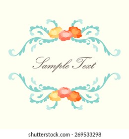 Pastel floral borders with text area in the center.