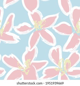 Pastel Floral brush strokes seamless pattern background for fashion prints, graphics, backgrounds and crafts